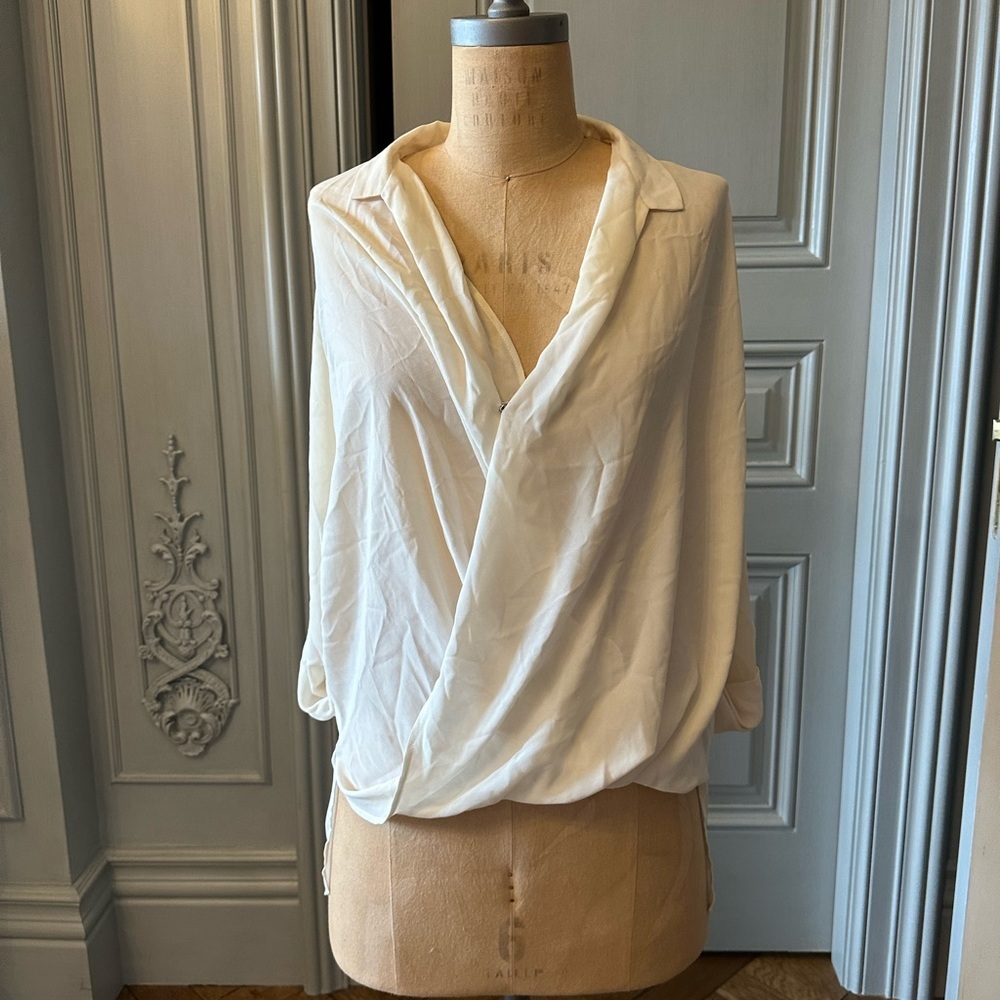 Topshop draped ivory blouse size 4